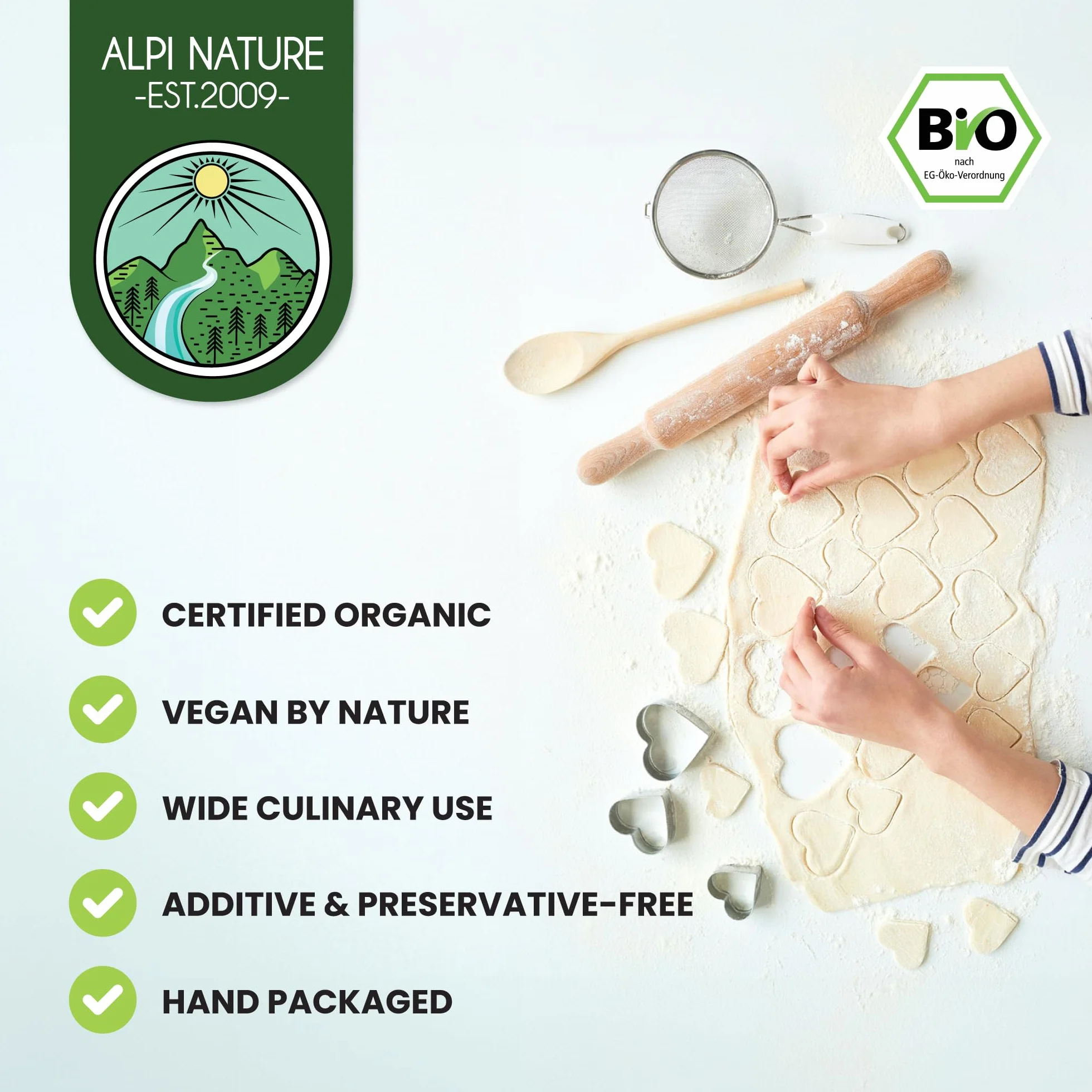 Alpi Nature Ekologiczny Cukier Waniliowy Bourbon 100g, Premium Mieszanka Cukru Pudru i Wanilią z Madagaskaru