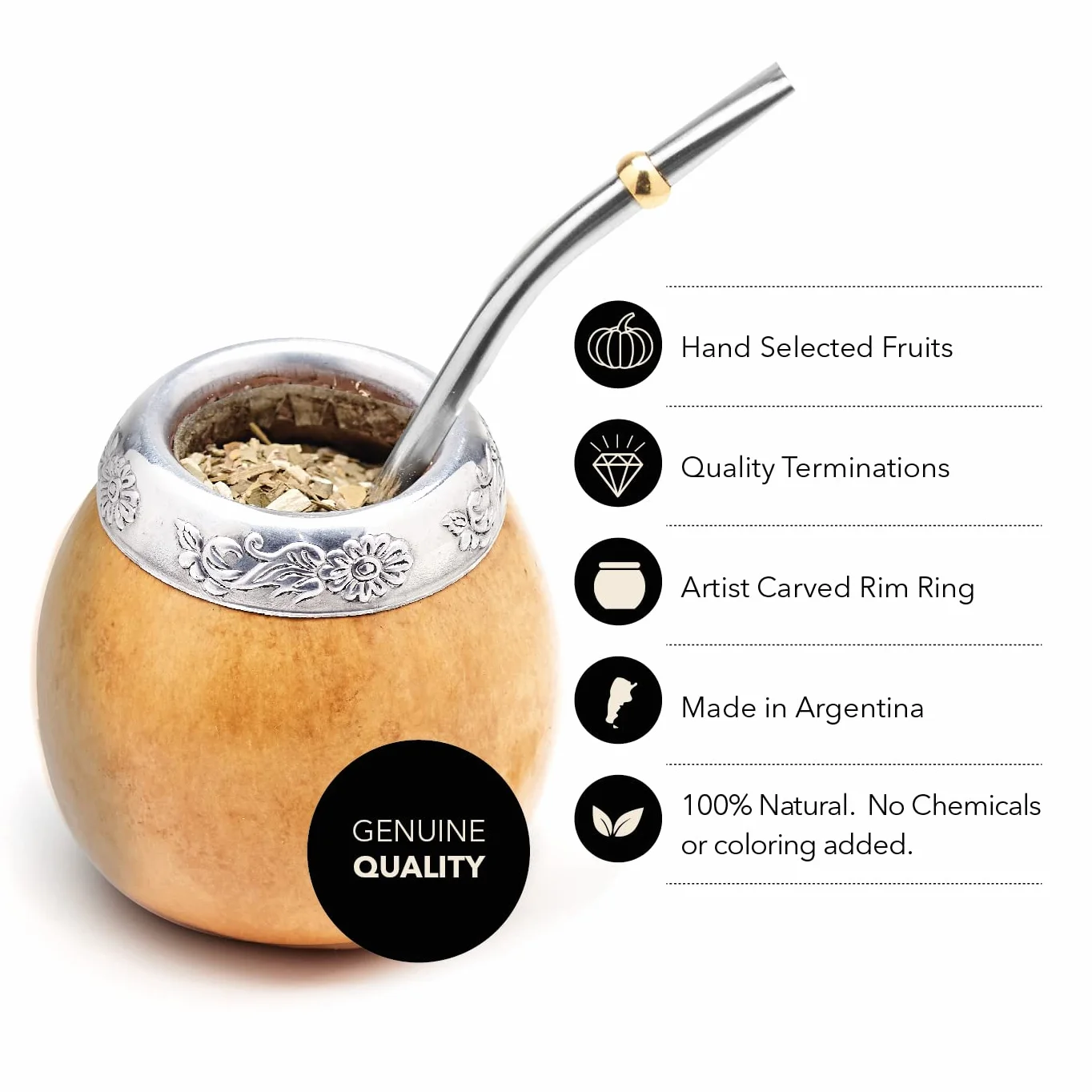 BALIBETOV Yerba Mate zestaw 2 tykwy 2 bombille 1 szczotka do czyszczenia 100 g luźny liść ciemnobrązowy