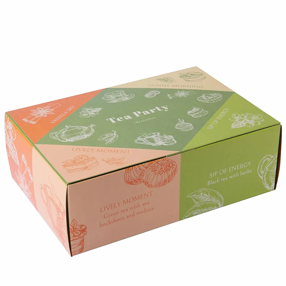 ACORUS Impreza herbaciana z 4 różnymi smakami| 40 sztuk naturalnej herbaty Rooibos, czarnej i zielonej w pięknym pudełku upominkowym