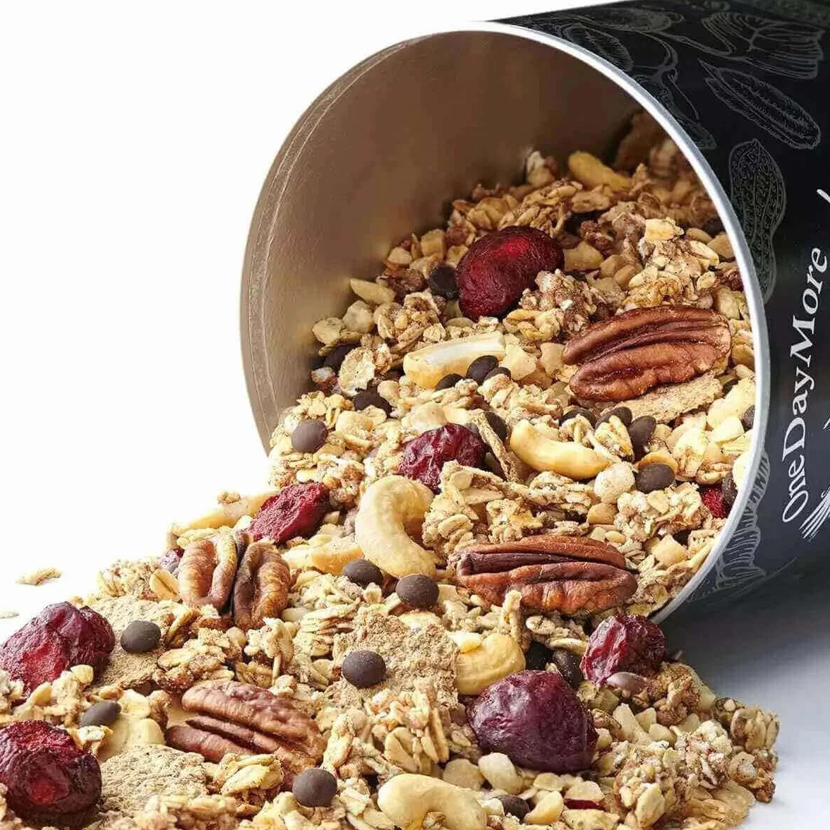 OneDayMore Musli Premium z Belgijską Czekoladą | Orzechy Pekan i Nerkowca, Liofilizowane Wiśnie | 450 g | Bez Oleju Palmowego