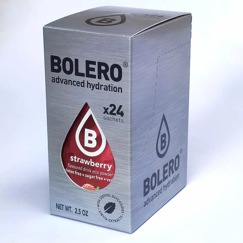 Bolero Drink 24 saszetki 3 g pałeczki owocowe rozpuszczalny proszek do świeżego napoju w wodzie, 72 g słodzony stewią (banan i truskawka)