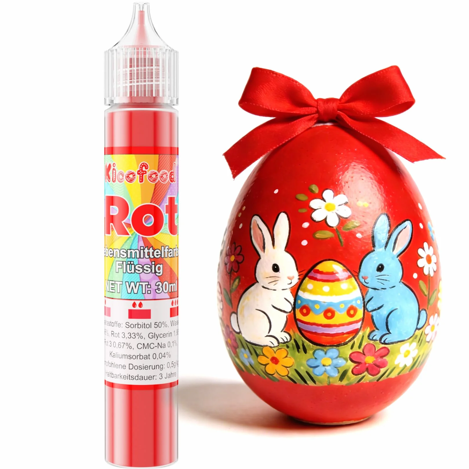 Barwniki spożywcze – 30 ml, wysoko skoncentrowany barwnik spożywczy, płynny, do dekoracji ciast, rzemiosła artystycznego, farbowania, aerografu, mydła "zrób to sam" (czerwony)