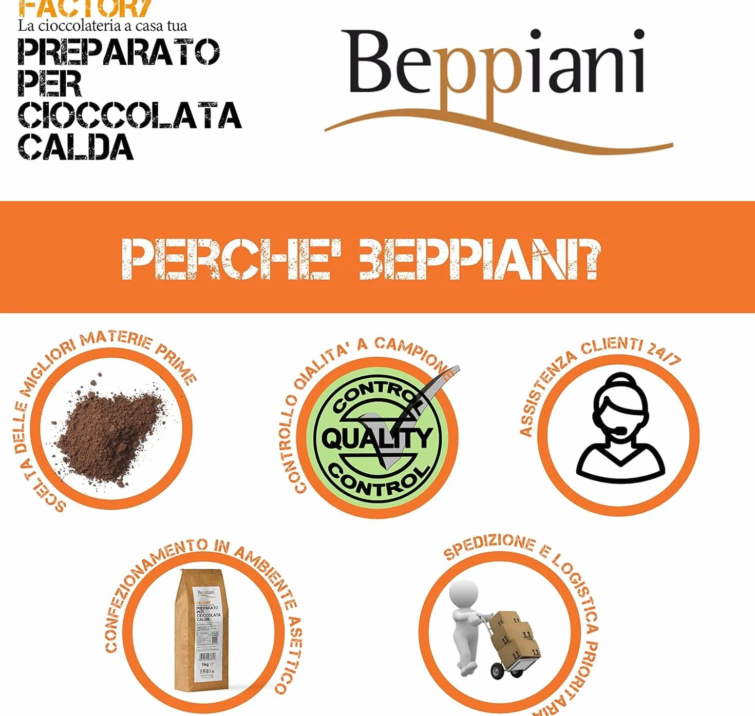 Beppiani, gorąca czekolada 1kg, przygotowana na gorącą czekoladę, odpowiednik 40 dawek gorącej czekolady saszetki, gęste i kremowe jak w barze, intensywny aromat, naturalne składniki i bezglutenowe