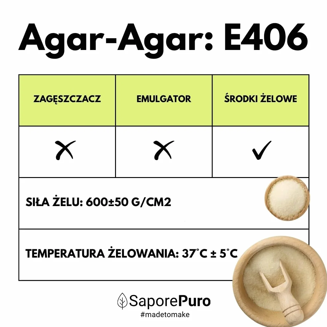 SaporePuro Agar Agar w proszku 1 kg – Naturalny środek żelujący bez glutenu