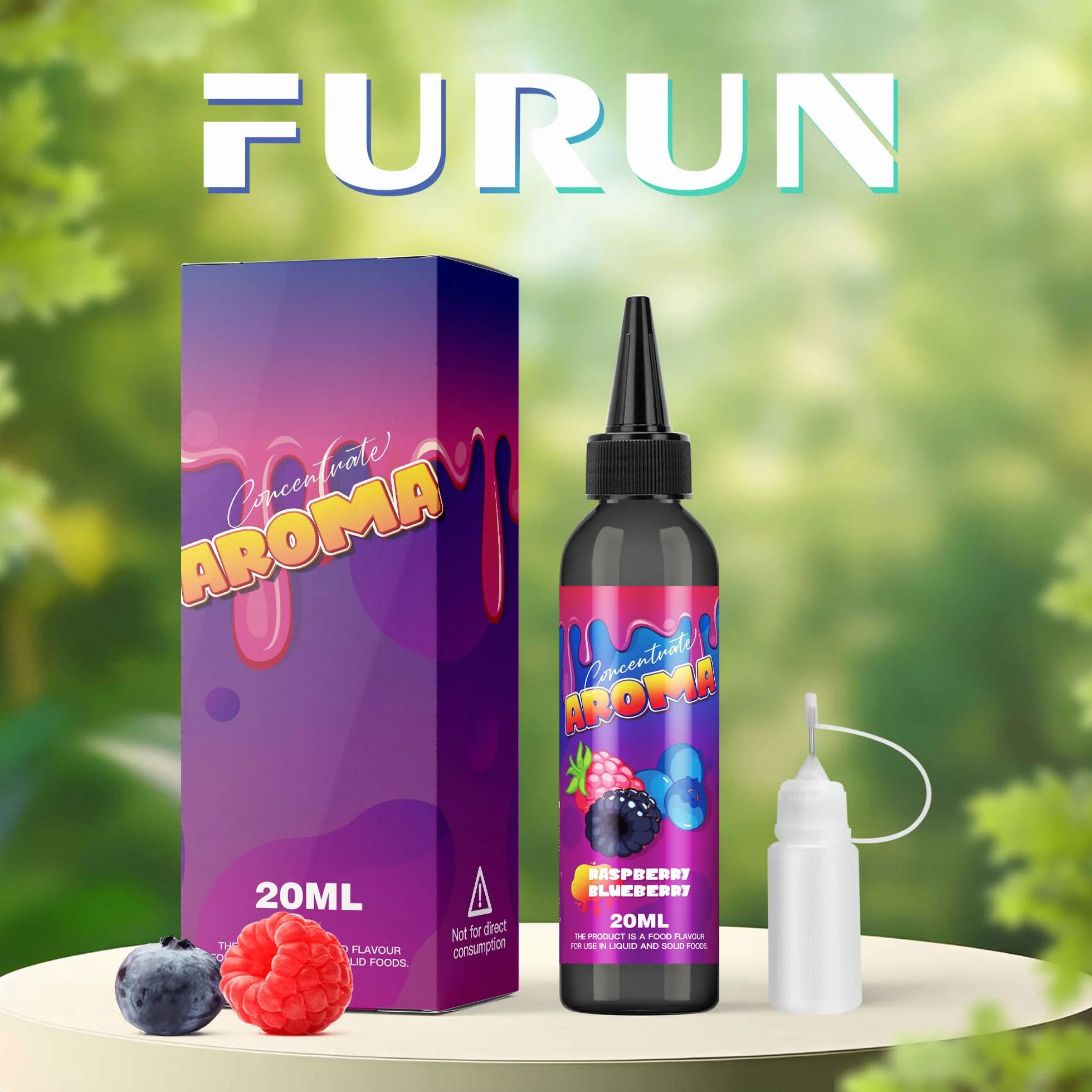 FURUN Koncentrat Aromatyczny 20 ml (w butelce 120 ml) – Zapach do gotowania, pieczenia, napojów (Malina z borówką)