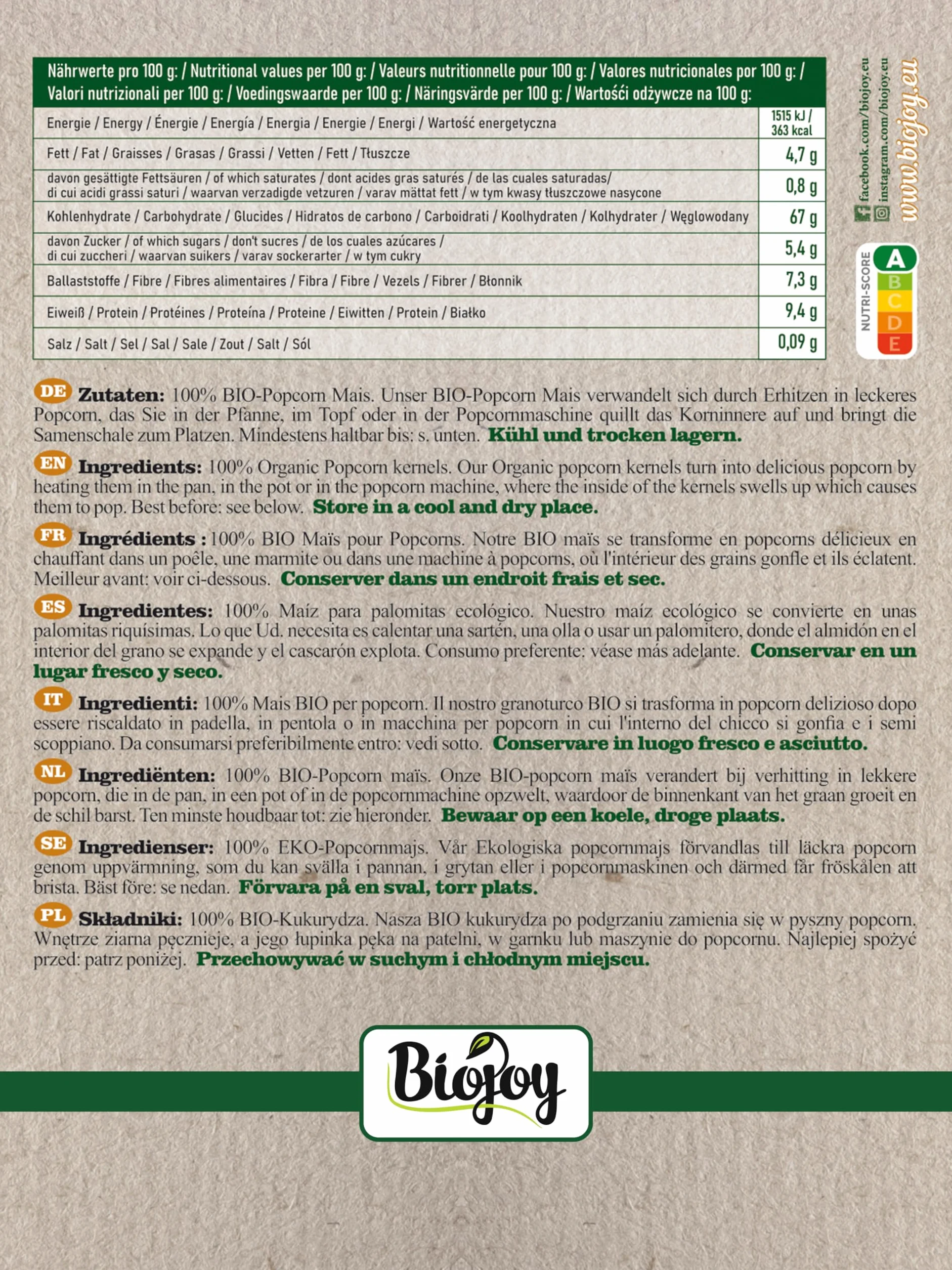 Biojoy BIO-Kukurydza popcorn 2 kg