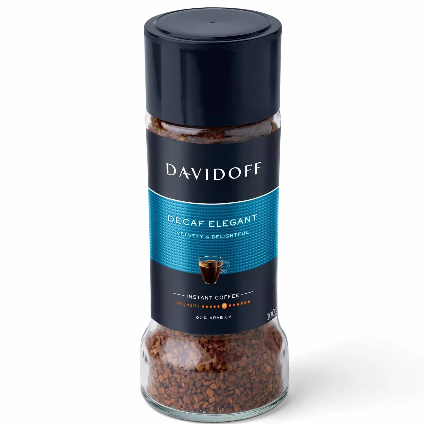 Davidoff Decaf Elegant, Kawa Rozpuszczalna, 100% Arabika, Bezkofeinowa, Intensywność 6/12, 100g