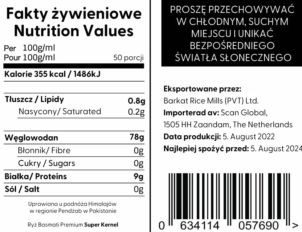 Yum Asia Super Kernel Premium Ryż Basmati 5kg