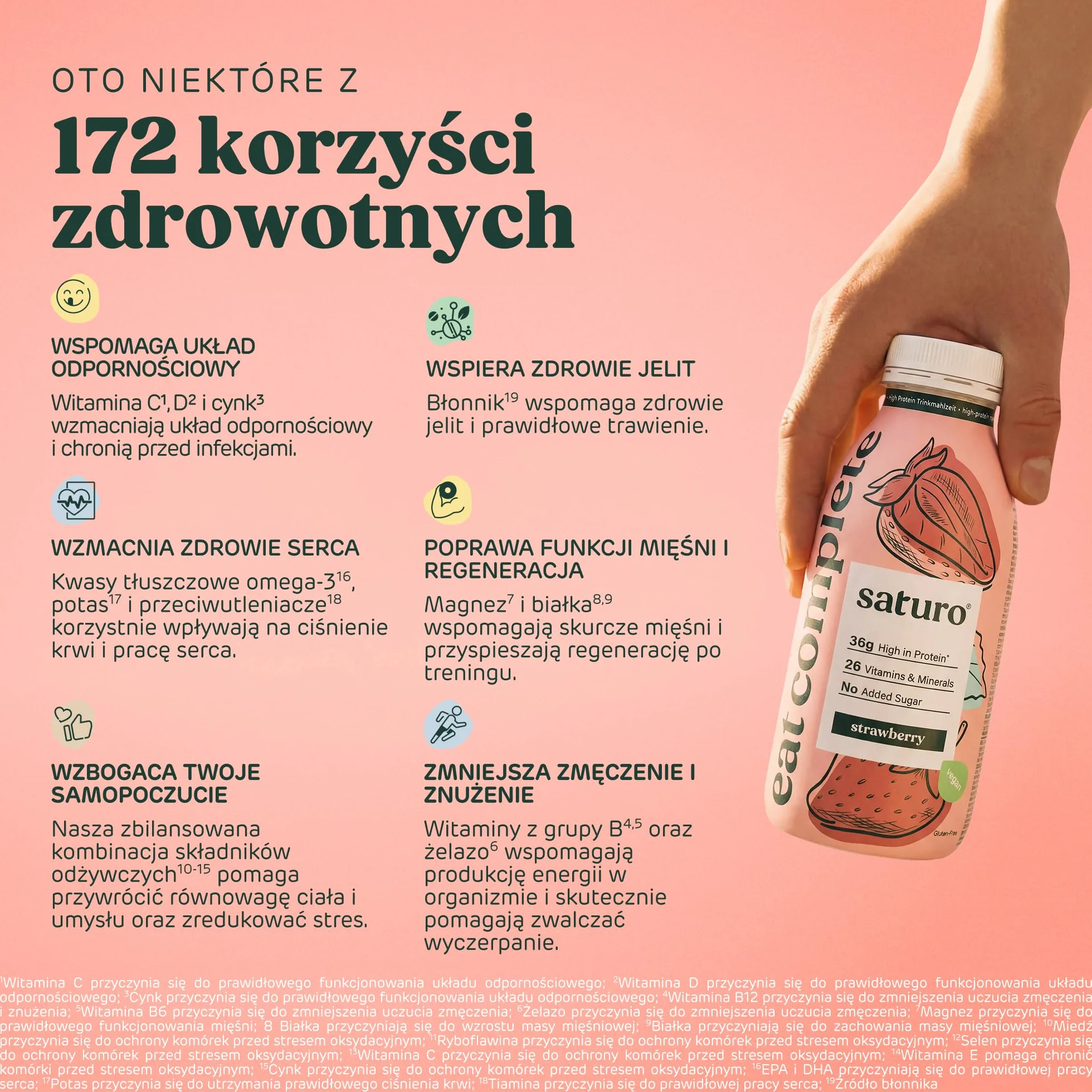 Saturo Pożywienie do picia truskawka 330 kcal białko 8 x 330 ml