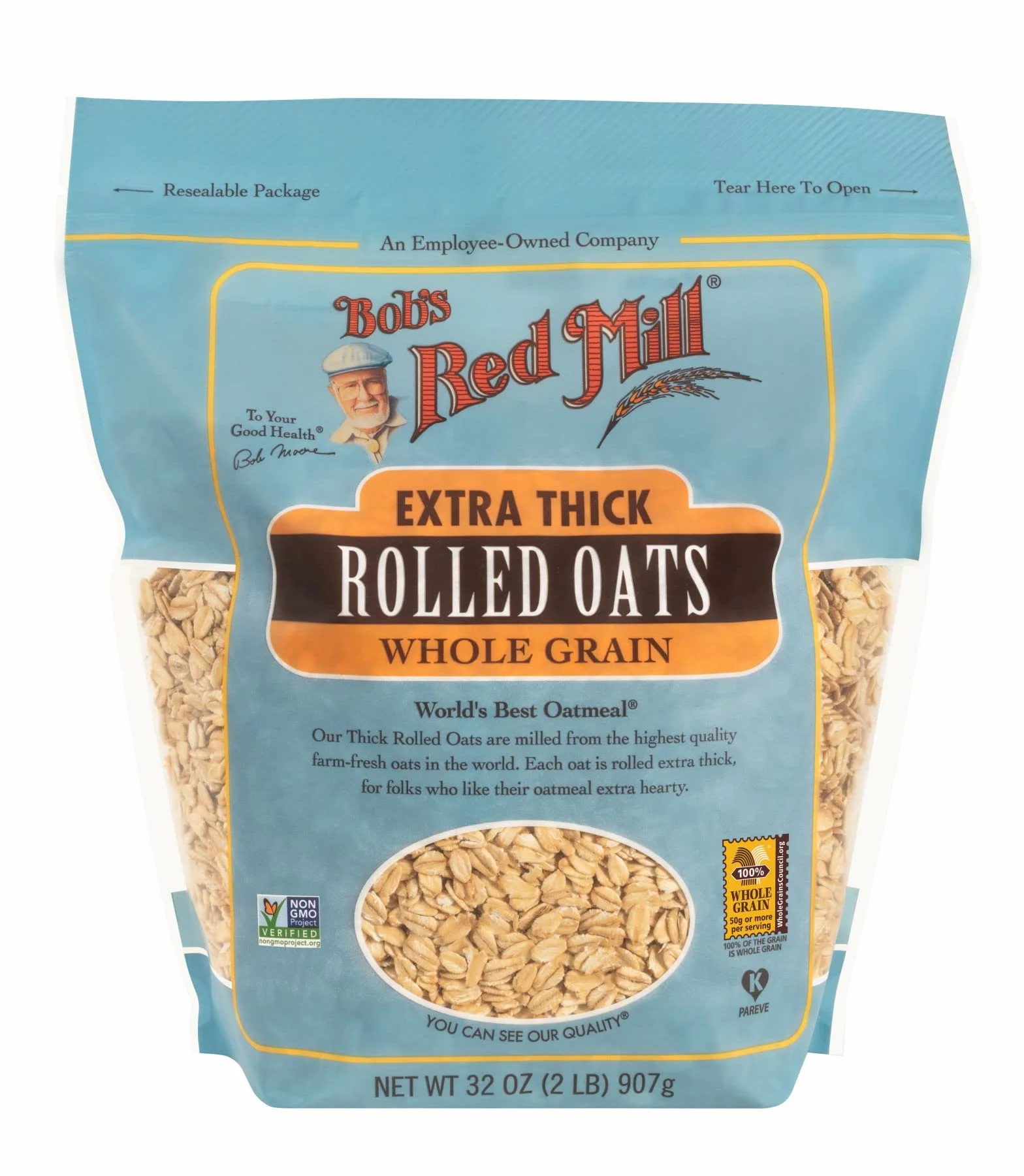 Bob's Red Mill Extra Thick Rolled Oats 32 Ounce Non GMO Whole Grain Vegan Kosher