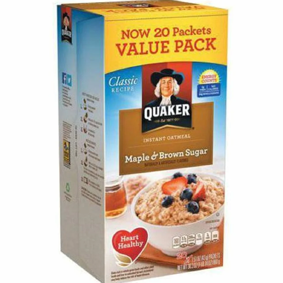 Quaker Maple Brown Sugar Oatmeal Instant Hot Cereal, 30,3 uncji