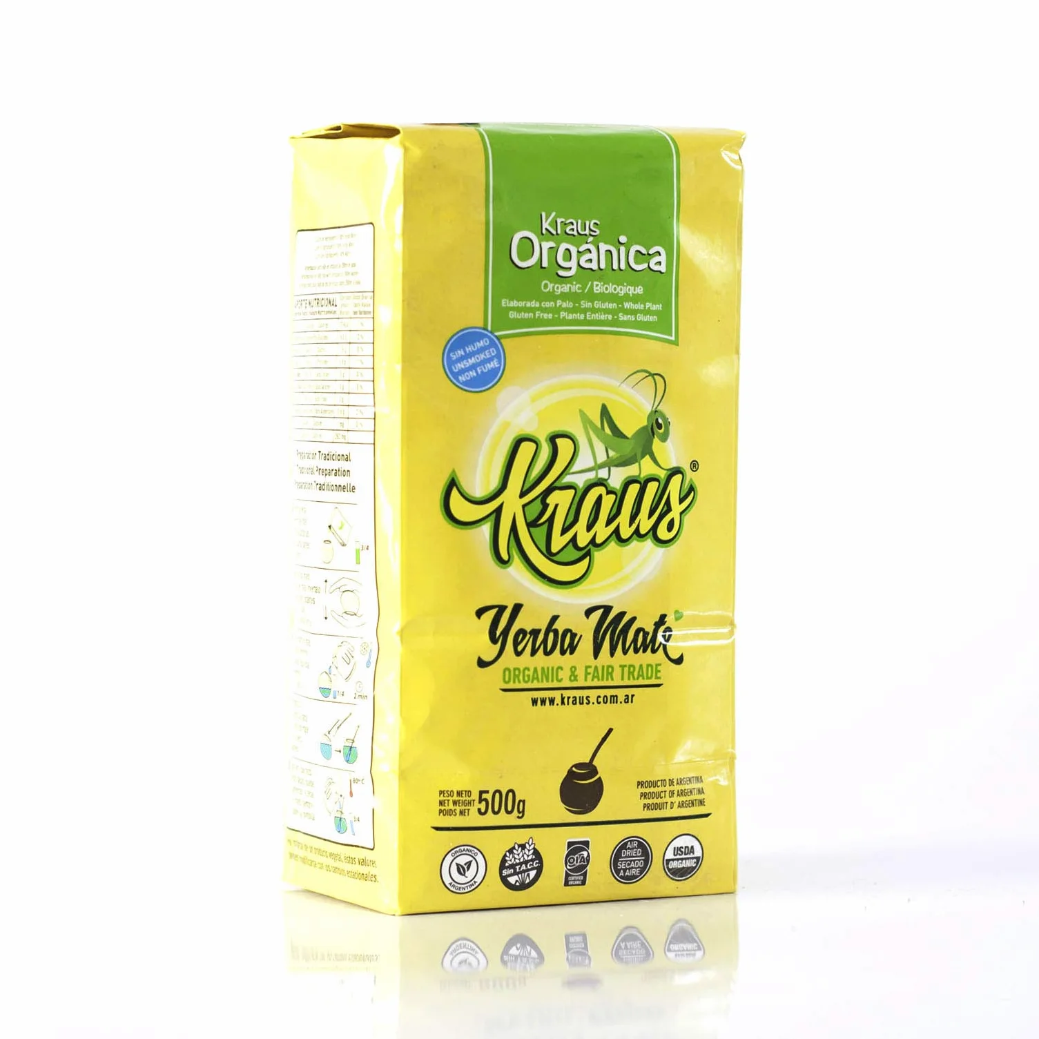 Kraus Mate Organica 500 g - ekologiczna herbata mate z Argentyny, handlowana uczciwie