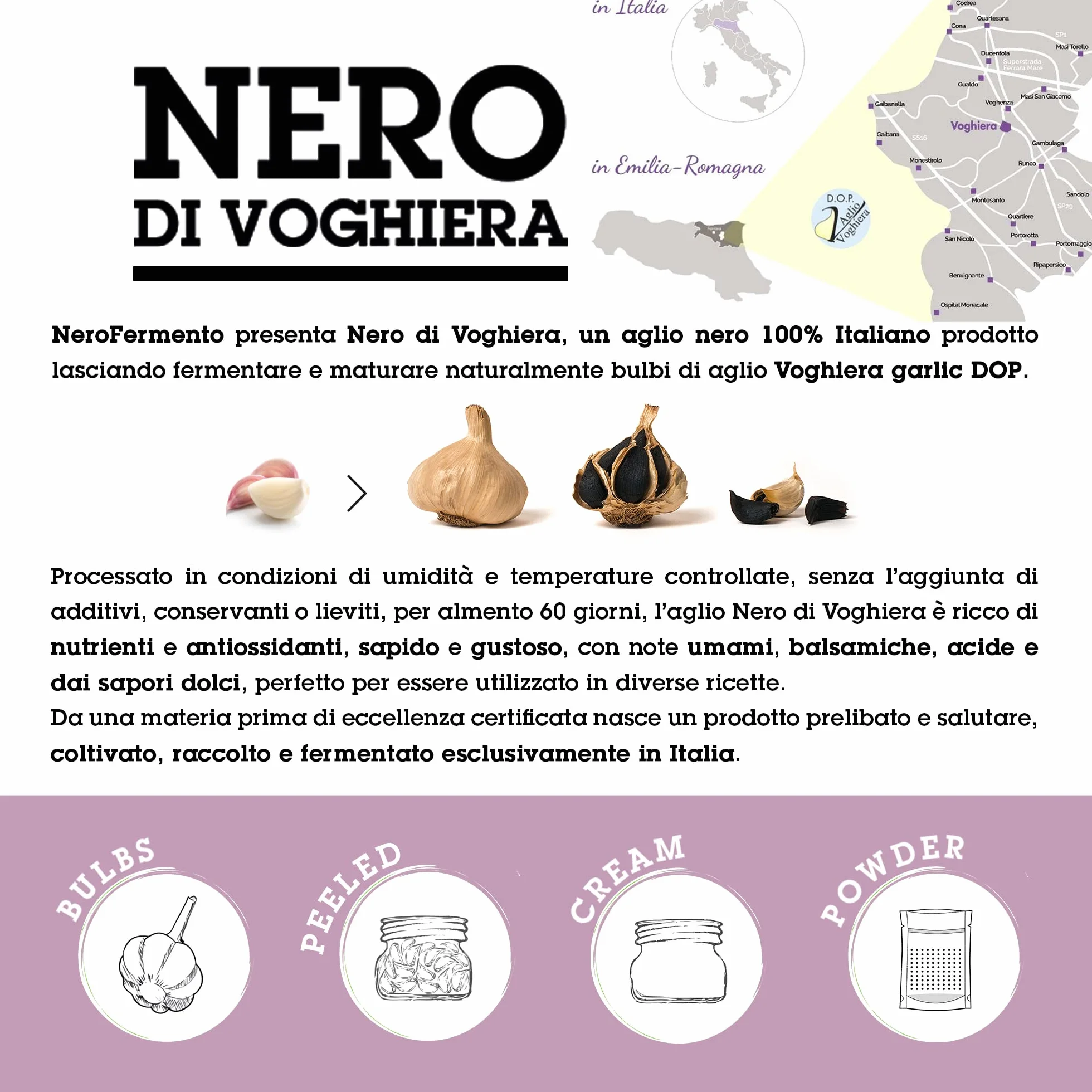 NERO FERMENTO NV krem do smarowania z czarnym czosnkiem, wyprodukowany z Voghiera Garlic D.O.P. 70 g, wyprodukowany we Włoszech, bogaty w przeciwutleniacze, bez konserwantów, doskonały z makaronem