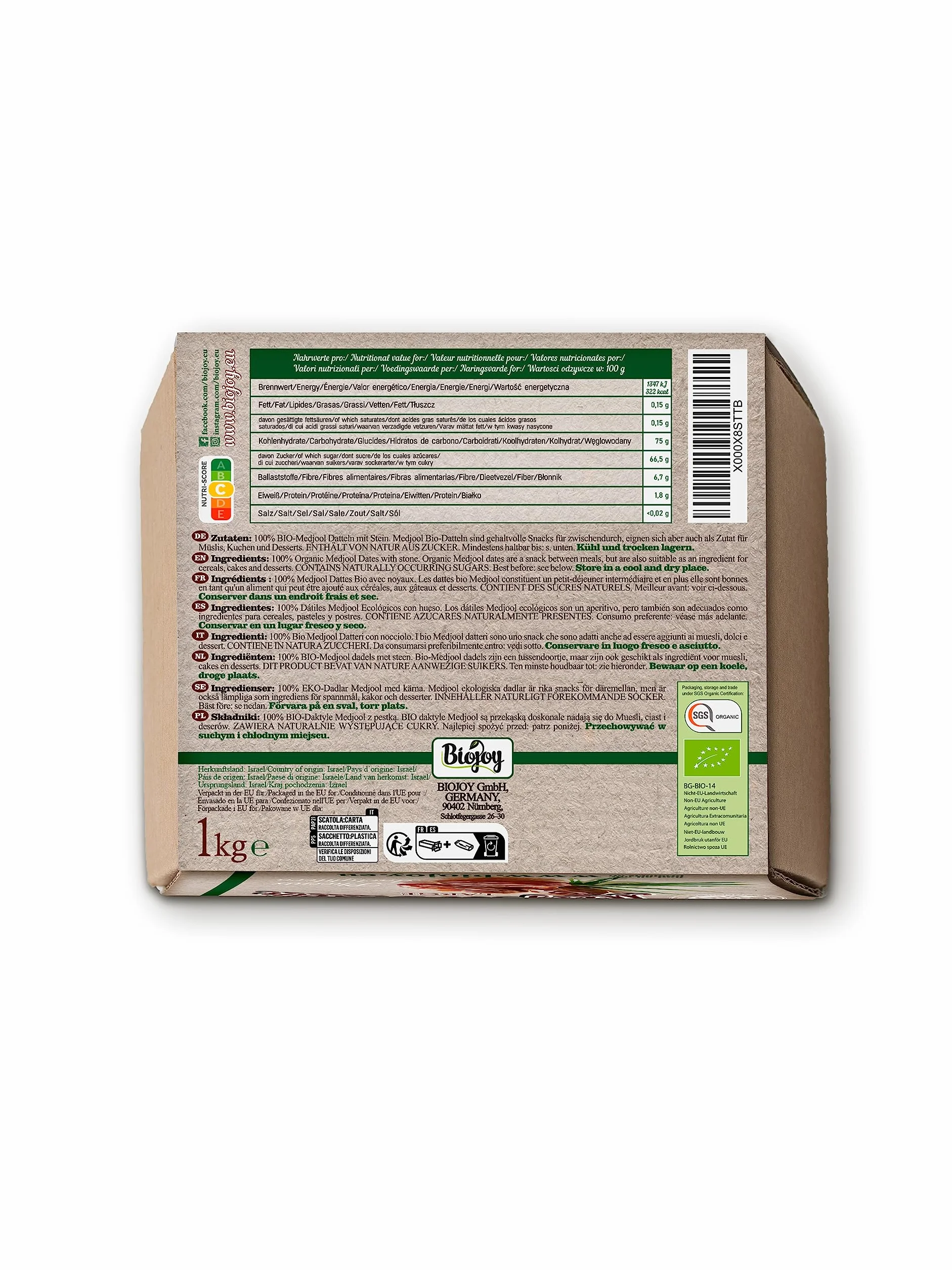 Biojoy Bio-Daktyle Medjool z Izraela, królewskie, 1 kg