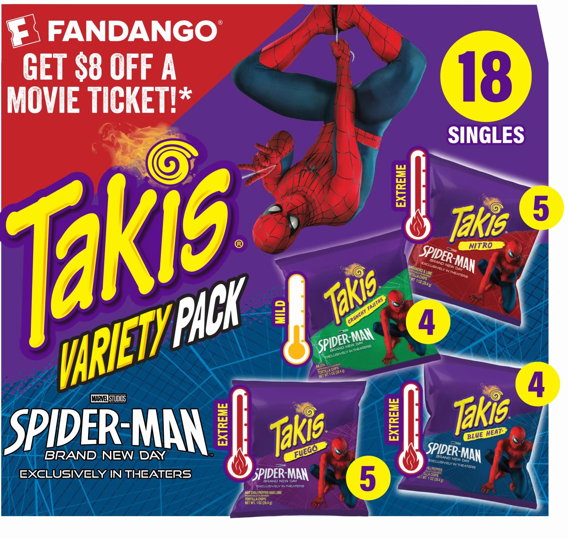 Takis 18 szt. 28 g opakowanie różnorodne chipsy tortilla mieszane smaki
