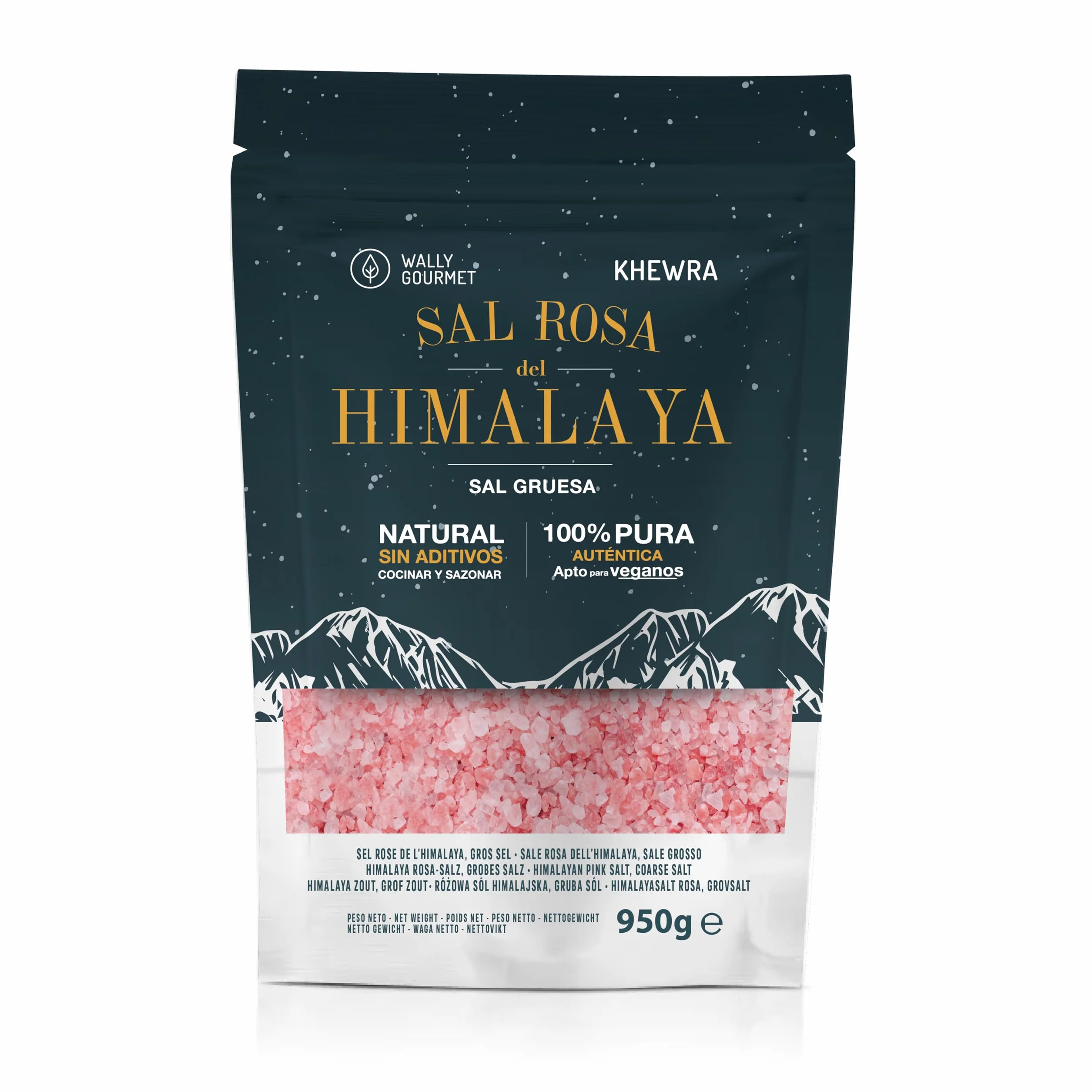 Gruba sól himalajska różowa. 100% Naturalne, Bez Dodatków, Bez Uszlachetniania. Wyższa zawartość pierwiastków śladowych. Sezonować i sezonować. Pochodzenie: Pakistan (950gr.)