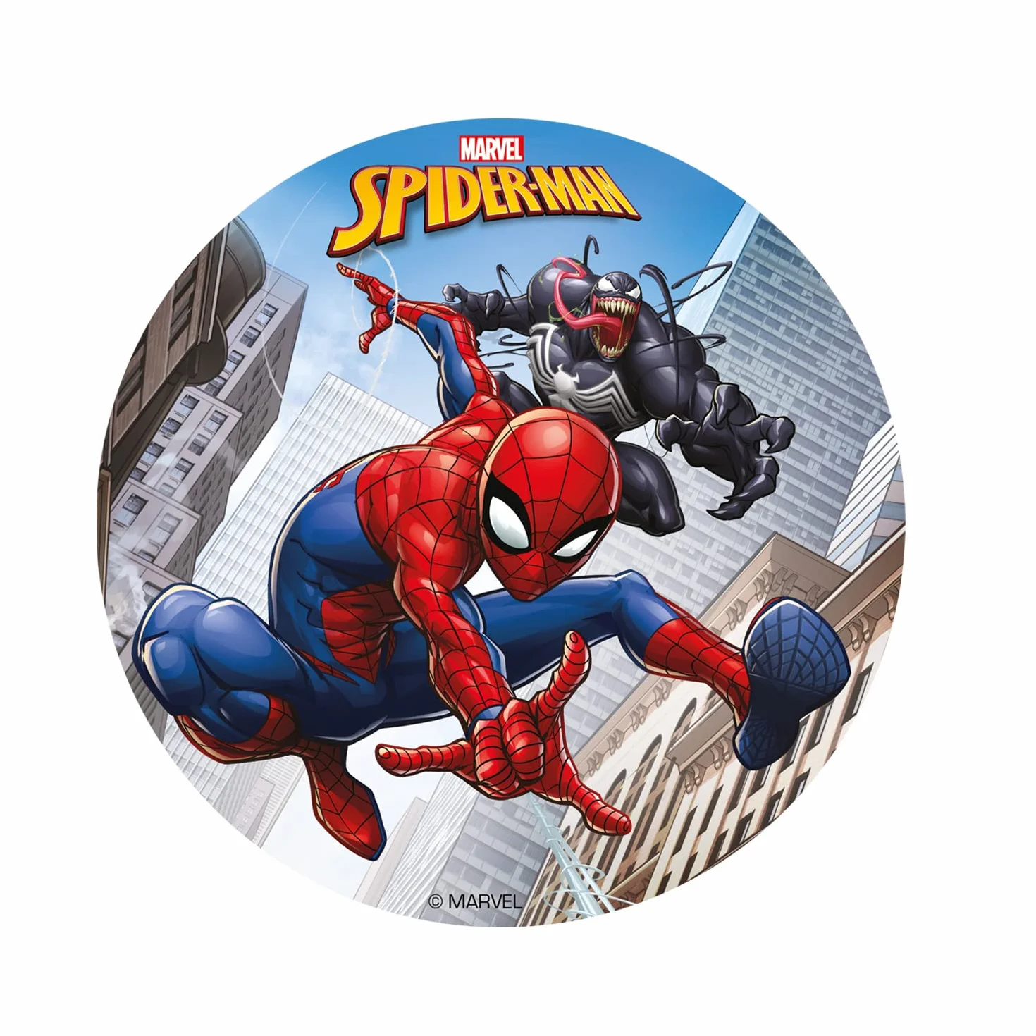 dekora - Bezcukrowa nakładka na tort Spiderman 15,5 cm jadalna - papier jadalny - Marvel - bezglutenowa (231389)