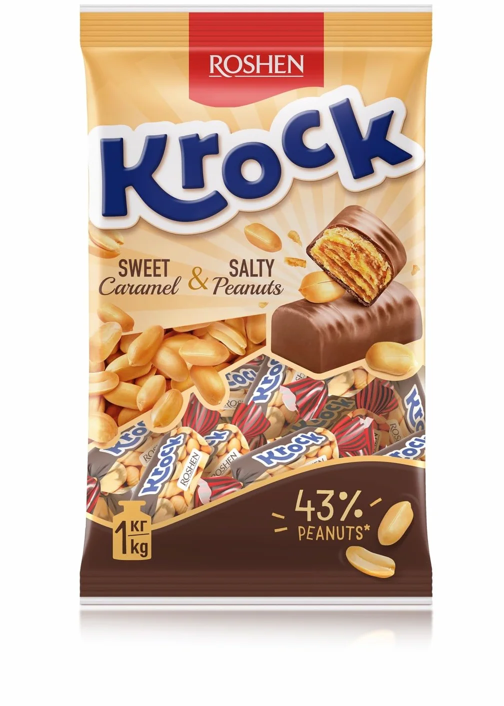 ROSHEN Cukierki KROCK, karmelowe, 43% orzechów, 1 kg