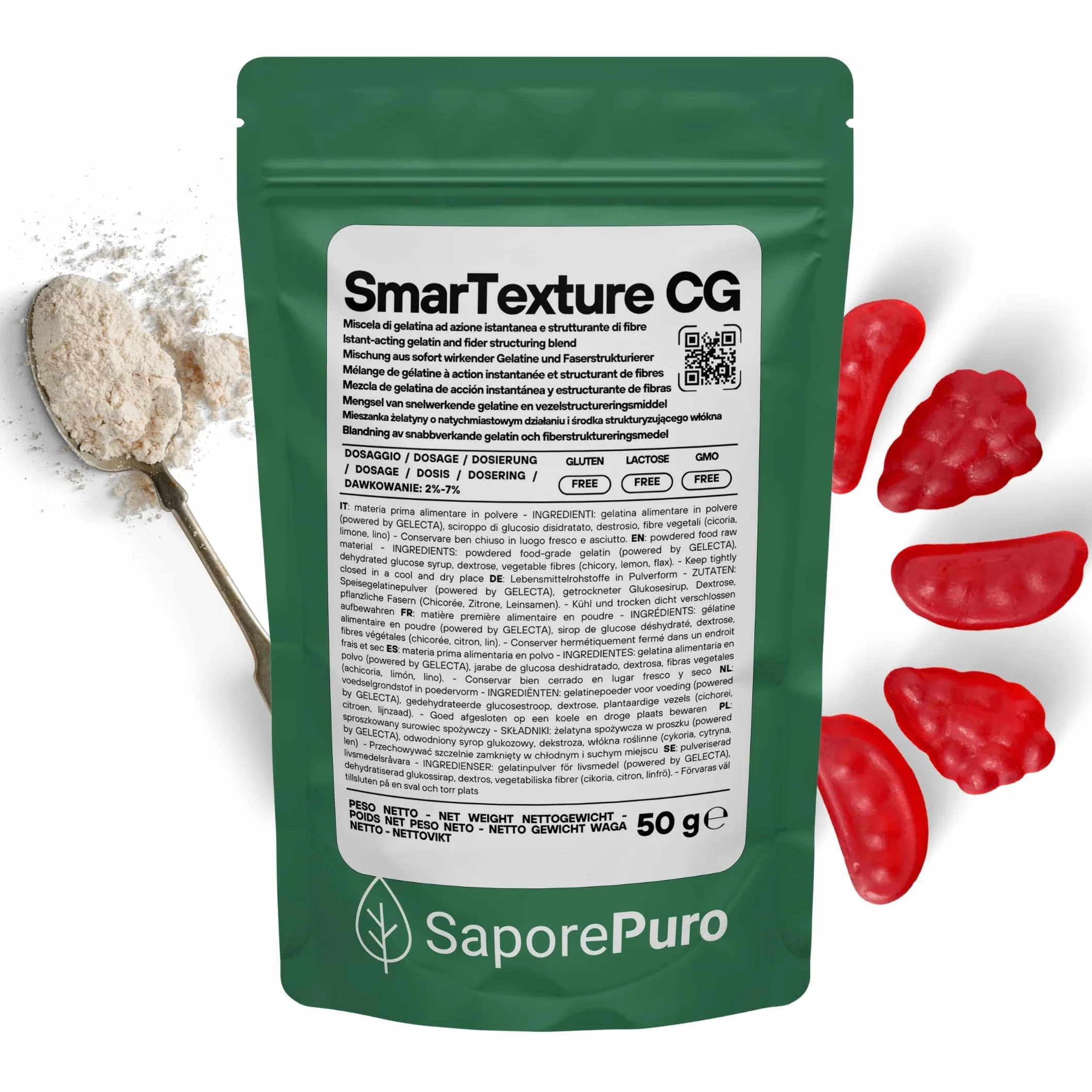 SaporePuro SmarTexture CG 50 g – Błyskawiczna Żelatyna w Proszku z Aktywacją na Zimno
